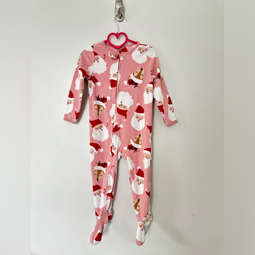 Carters Santa fleece footie pajamas girls size 3
